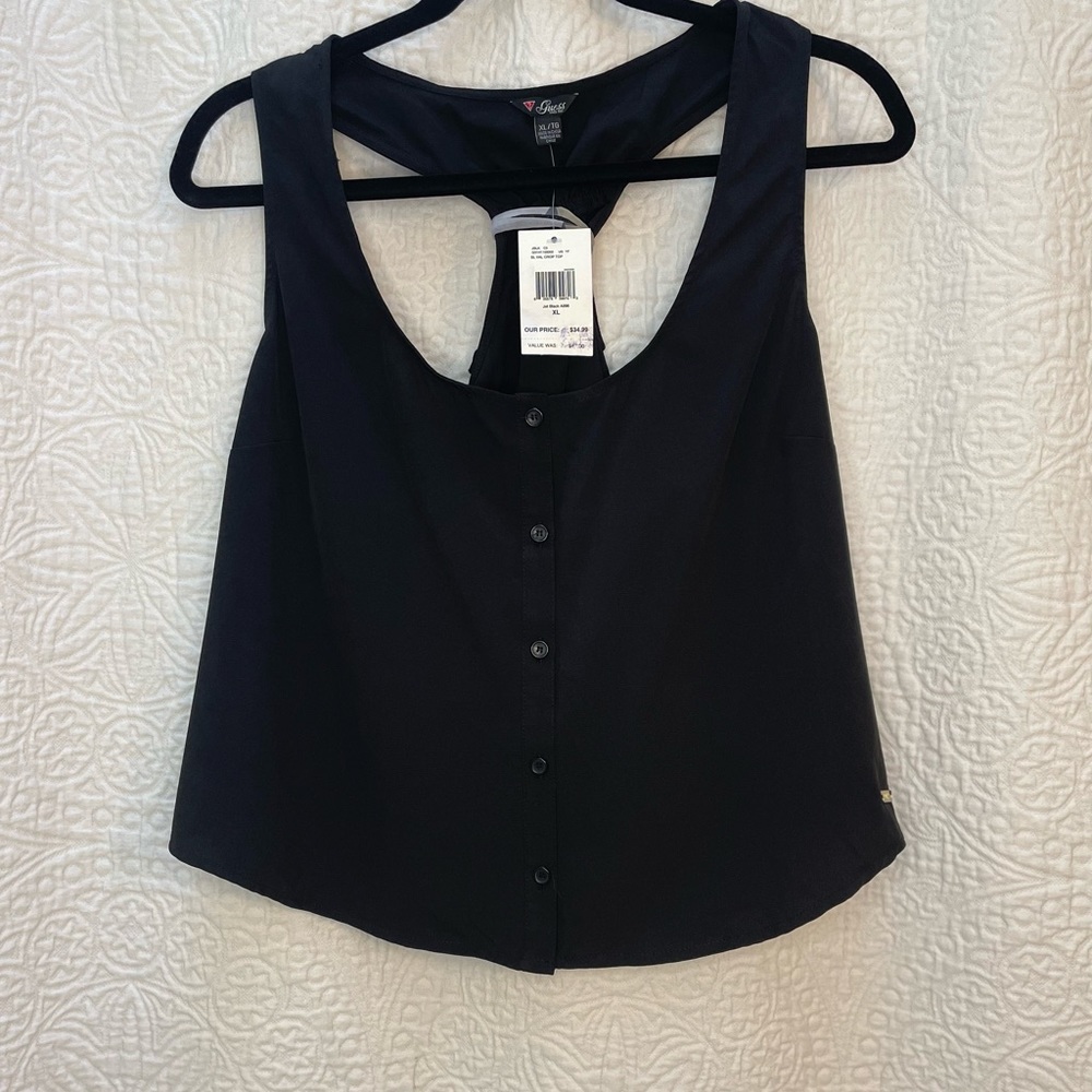 Guess NWT Dressy racerback tank with ribbon. Size XL.